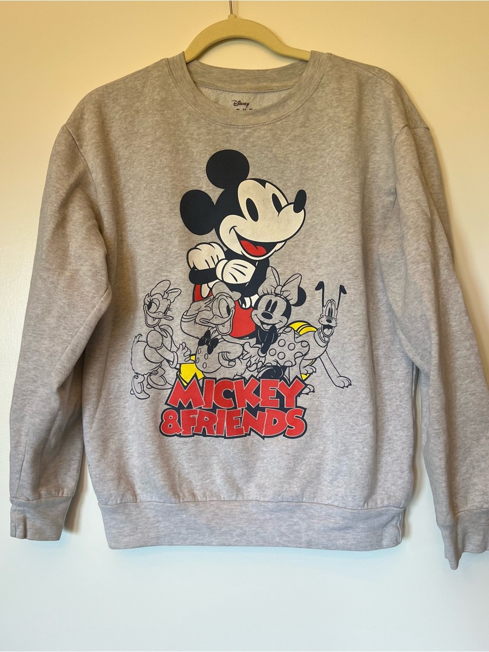 Disney Gray Crewneck Sweatshirt with Mickey & Friends Graphic